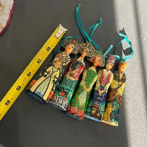 Vintage Wood Hand painted Russian Ornaments Nesting doll style - Picture 16 of 17